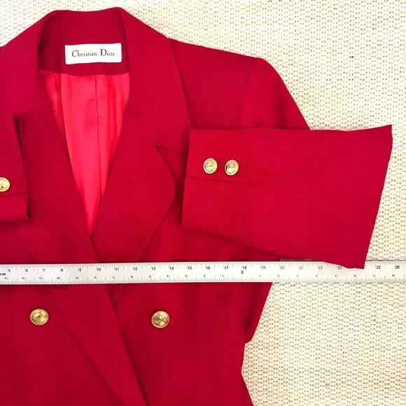 100% Authentic Vintage Christian Dior Red Wool Coat, Size 10, Designer Luxury - Picture 6 of 10